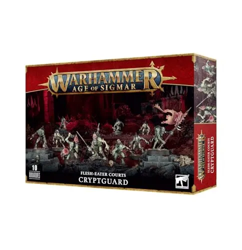 Warhammer AoS - Flesh-Eater Courts Prévot des Cryptes - Tabletop Spiele - Baue 10 Cryptguard Ghoulish Guardians mit verfluchten Waffen, die deine Vampir-Adligen schützen. Unlackierte Miniaturen, ideal für Sammler und Hobbyisten.