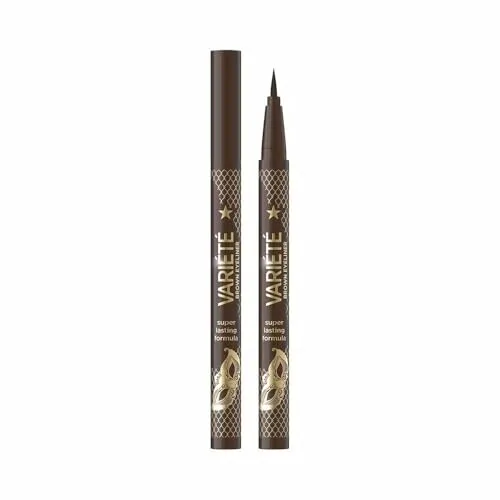 Eveline Cosmetics Variété Vegan Eyeliner Pen - Intensives Braun, Langanhaltend, Wasserfest, 100% Vegan, Präzisions-Applikator