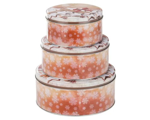 bonsport Keksdose Weihnachts Keksdosen Set, rund 3-tlg., Metall, (3-tlg), Zimtsterne/Schneesterne