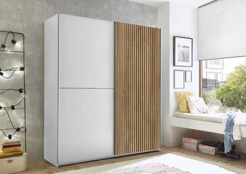 Mid.you Schwebetürenschrank in Weiß und Eiche in weiß von Sonstige