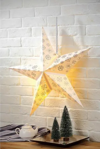 LED X-MAS Decken Hänge Stern Weihnachts Lampe Fenster Deko weiß Schnee Flocke Harms 920099