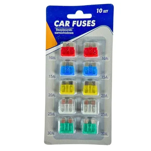 KFZ Flachsicherungen Set 10 Stück – 10 A bis 30 A – Mini Flachsicherungen Auto, Motorrad, LKW & Boot – farbcodiert, schnell wechselbar, Kurzschluss- & Überlastungsschutz