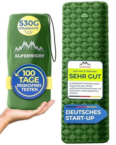 ALPENWERT® Isomatte Outdoor - Ultraleichte Schlafmatte für Camping und Backpacking - Schaumstoff-Schlafmatten für Camping, extrem leicht mit nur 531g und kleinem Packmaß, ideal für alle Outdoor-Abenteuer.