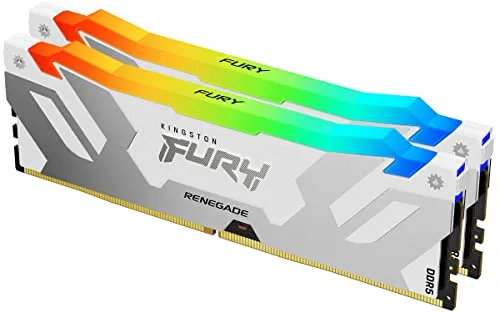 Kingston FURY 32 GB (2 x 16 GB) 6400 MHz CL32 Renegade RGB White XMP - Arbeitsspeicher mit extrem schneller DDR5-Technologie, ideal für Gamer. Mit RGB-Beleuchtung und Intel XMP für einfaches Übertakten. Perfekt für maximale Leistung und Stil!