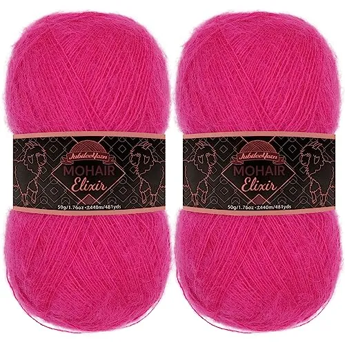 JubileeYarn Mohair-Elixier-Garn, 50 g/Knäuel, Baby-Wollmischung, Cherub's Cup, 2 Knäuel