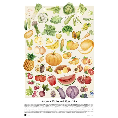 Poster OBST & GEMÜSE - Fruits & Vegetables 61x91,5cm NEU Küchenposter 59621ge