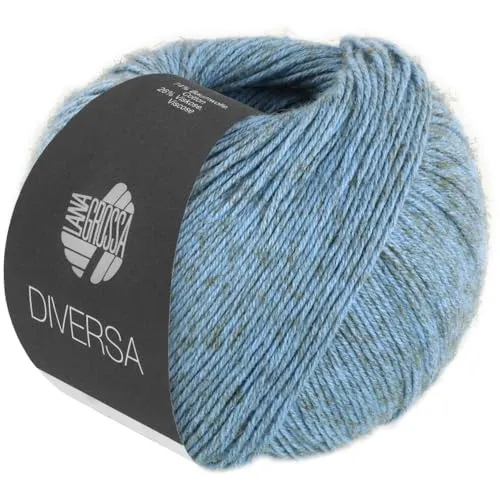 LANA GROSSA Diversa | Leichtes Baumwoll-Mischgarn mit zartem Melange-Effekt | Handstrickgarn aus 74% Baumwolle & 26% Viskose | 50g Wolle zum Stricken & Häkeln | 210m Garn FB 16