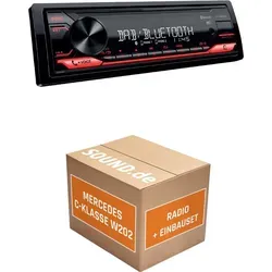 JVC KD-X282DBT Autoradio Einbaupaket für Mercedes C-Klasse W202 | Bluetooth & DAB+