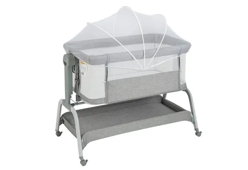 COSTWAY 4-in-1 Babybett mit Moskitonetz – Beistellbett, Wiege, Reisebett
