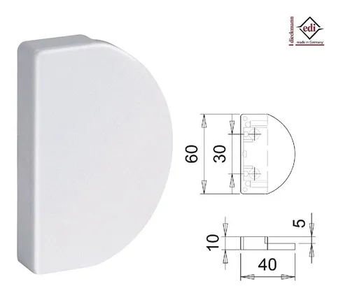 Balkontürgriff Kunststoff weiß 60 x 40 mm Bohrabstand 30 mm verdeckt verschraubt