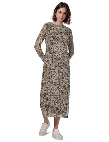 STREET ONE STUDIO Damen F144395 Mesh-Kleid mit Leo-Print - Freizeitkleid mit U-Boot-Ausschnitt, raffiniertem Leo-Print und bequemem Stretchanteil für einen stylishen Look.