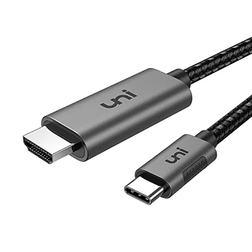 uni USB C auf HDMI Kabel 4K@60Hz, Thunderbolt 3/4 kompatibel, Aluminium+Nylon, Typ-C zu HDMI für iPhone 15/16 Pro Max, MacBook, iPad Pro/Air, iMac, Surface Book, Samsung S24, Pixelbook usw. -1,8m