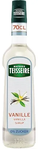 Mathieu Teisseire Vanille 0% zuckerfreier Sirup, für Getränke, Erfrischungsgetränke, Cocktails, Kaffee und Desserts, 70cl Flasche