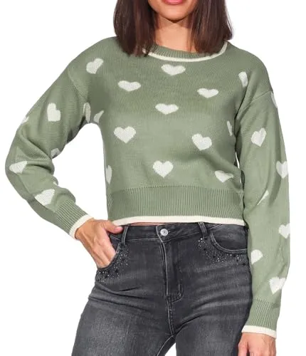JDY Damen Jdyromance L/S Jacq. Pullover, Sea Spray, L - Pullover für Damen, stylischer Strickpullover mit gerippten Ärmelbündchen und Rundhalsausschnitt, ideal für einen lässigen Look.