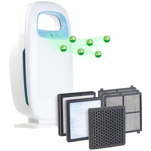 Sichler 5-Stufen-Luftreiniger mit Ionisator - Luftreiniger mit 4 Filtern und Luftaktivkohle, sorgt für saubere Raumluft und ist ideal für Allergiker.