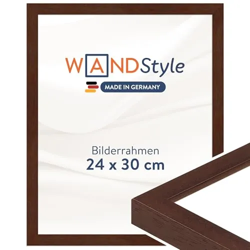 WANDStyle Bilderrahmen 24x30 Nussbaum - Moderner Holzrahmen für kreative Gestaltung - Wand- & Tischbilderrahmen aus hochwertigem Massivholz, ideal für Bilder, Poster und mehr. Made in Germany, einfacher Hoch- und Querformat-Hang, perfekt für Wohnzimmer und Büro.