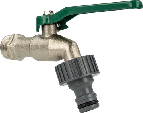 tecuro Kugelauslaufhahn Griff grün, 1/2 Zoll, mit Steckkupplung, MS vernickelt