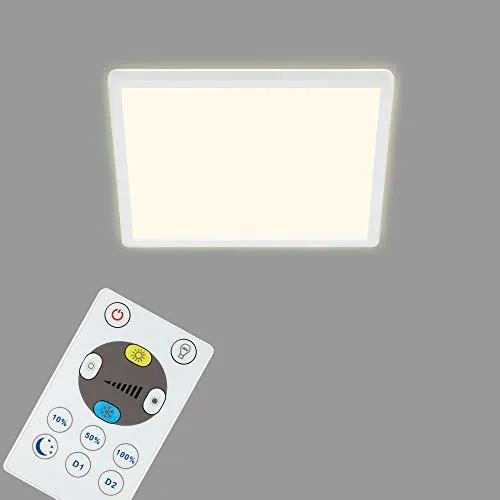 BRILONER LED Deckenlampe mit Fernbedienung - Moderne, flache Deckenleuchte für Wohnzimmer und Küche, dimmbar mit Farbtemperatursteuerung von warmweiß bis kaltweiß – ideal für stimmungsvolle Beleuchtung.