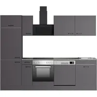 OPTIFIT Küchenzeile Kiel420 270 cm Anthrazit Matt ohne E-Geräte - Moderne Küchenzeile mit 270 cm Breite, ideal für individuelle Raumgestaltungen. Hochwertige Materialien und flexible Montierbarkeit bieten optimale Nutzungsmöglichkeiten in verschiedenen Wohnbereichen.