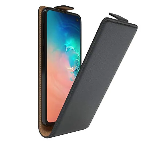 EAZY CASE Hülle kompatibel mit Samsung Galaxy S10e Flip Cover zum Aufklappen, Handyhülle aufklappbar, Schutzhülle, Flipcover, Flipcase, Flipstyle Case vertikal klappbar, aus Kunstleder, Schwarz