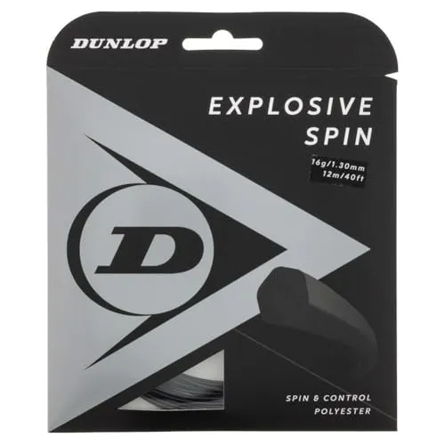 Dunlop Explosive Spin Tennissaite 16g-1.30mm, 12m Satz, Schwarz