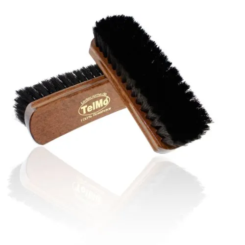 TelMo Glanzbürsten Dunkles Rosshaar Glanzbürste Schuhbürste 170mm 100% Rosshaar