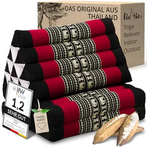 livasia Thaikissen Sitzsack 2 Auflagen, vegan, handgefertigt, 120x50x8cm - Entspanne stilvoll mit dem handgefertigten Thaikissen: Vielseitig einsetzbar für Yoga, Meditation oder einfach zum Relaxen. Die Kapokfüllung sorgt für Komfort und ist ideal für drinnen und draußen.