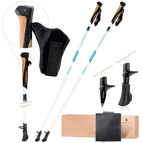 SUPERLETIC Teleskop Wanderstöcke für Nordic Walking, leicht & verstellbar mit Korkgriff