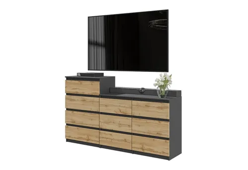Furnica Kommode GABRIEL 6+4 Schubladen - Anthrazit Grau - Moderne grifflos Kommode mit 10 Schubladen in mattem Anthrazit. Perfekt für stilvolle Aufbewahrungslösungen in jedem Raum.