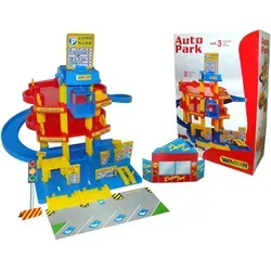 WADER QUALITY TOYS Spielzeug-Auto Garage Parkhaus - Rennbahnen, Parkhäuser & Zubehör - Bunte 3-Ebenen Autogarage aus robustem Kunststoff, ideal für Kinder ab 3 Jahren und fördert kreatives Spiel.