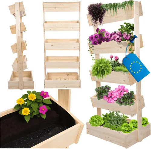 Modo24 Blumenständer Vertikales Pflanzenregal aus Holz, 4 oder 5 Ebenen - Stilvolles vertikales Pflanzenregal aus FSC-zertifiziertem Holz für optimale Raumnutzung. Ideal für Innen- und Außenbereich – wähle zwischen 4 oder 5 Ebenen für deine Pflanzen und Dekoration.