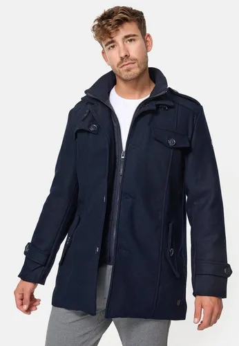 Indicode Herren Brandon Kurzmantel mit Stehkragen | Moderner Wollmantel in Navy, Größe L - Hochwertiger, leicht wattierter Herrenmantel mit elastischem Stehkragen und praktischen Taschen. Ideal für stilvolle Auftritte und den täglichen Gebrauch. Genießen Sie Qualität und modernes Design!