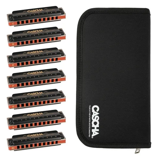 Cascha Prof. Blues Harmonika Set in 7 Tonarten (C,D,E,F,G,A,Bb)