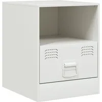 vidaXL Nachttisch Weiß 34,5x39x44 cm aus Stahl - Eleganter Nachttisch aus kaltgewalztem Stahl, ideal für stilvolle Inneneinrichtungen. Bietet praktischen Stauraum und ist pflegeleicht – ein perfektes Möbelstück für dein Schlafzimmer.