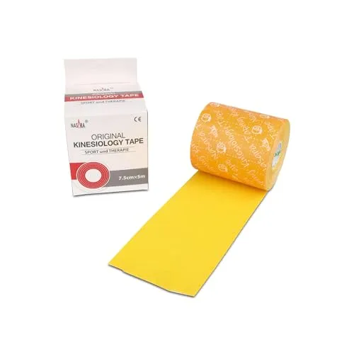Nasara Original Kinesiologie Physio Tape für Sport und Medizin, Rollengröße 7.5cm x 5m, Gelb