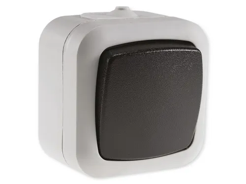 ChiliTec 20467 Feuchtraum Wechsel-Schalter, IP44 250V/ 10A, inkl. AP-Rahmen, grau