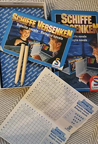 Schiffe versenken, für 2 Spieler - Gesellschaftsspiel für spannende Duelle, kompaktes Format von 38mm x 185mm x 115mm, ideal für Spielabende mit Freunden oder Familie