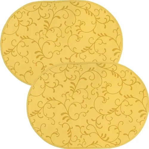Erwin Müller Tischset Essen 2er-Pack abwaschbar Curry Größe oval: 35x50 cm