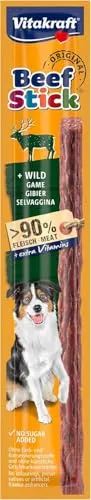 Vitakraft Beef Stick Wild - Hundeleckerli mit über 90% Fleischanteil, ohne Zuckerzusatz und ideal zum Belohnen