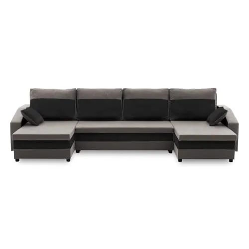 Ecksofa SPARTA U-FORM mit Schlaffunktion in schwarz von Mebligo
