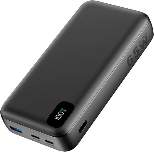 A ADDTOP Power Bank, 65W 20000mAh Laptop Portable Charger with 2 USB C & 1 USB A Output, Fast Charging External Battery Pack for Computer MacBook Dell XPS Surface iPhone iPad
