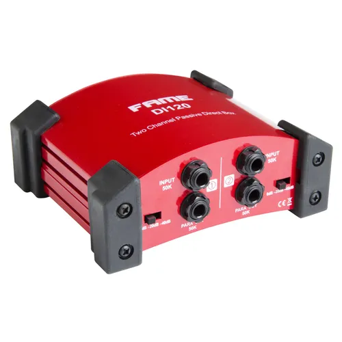 Fame Audio DI-120 Passive Stereo DI-Box - Effektgeräte & Signalprozessoren, ideal für Recording oder Live-Auftritte mit hochohmigen Eingängen und robustem Metallgehäuse für Langlebigkeit.