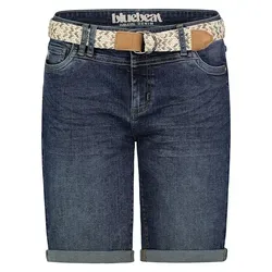 Sublevel Jeans-Bermudas in Dunkelblau - L - Stylische Jeans-Bermudas für Herren, Regular Waist mit abnehmbarem Gürtel und 5-Pocket-Design, ideal für lässige Sommerlooks.