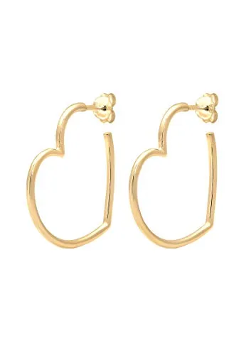 Elli Paar Creolen Herz Liebe Verspielt 925 Silber - Filigrane Herz-Creolen aus 925 Silber, modischer Eyecatcher mit praktischem Steckverschluss. Perfekt als romantisches Geschenk zum Valentinstag.