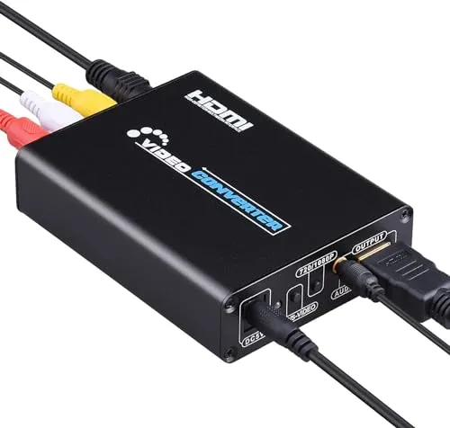 INF AV- und S-Video zu HDMI Konverter Schwarz - Kabeladapter für die einfache Umwandlung von S-Video und AV zu HDMI, unterstützt 720P und 1080P Auflösungen, ideal für die Verbindung älterer Geräte mit modernen Displays.