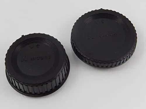 vhbw Objektivdeckel-Set kompatibel mit Nikon D3400, D4, D3100, D3200, D3300, D4s, D500 Kamera - Rück- und Gehäusedeckel Schwarz