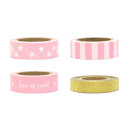 Washi Tape - Deko Klebeband Set, Love is sweet / rosa - glitzer
