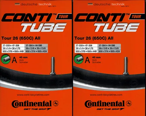 2x Continental Tour 26 all Schlauch 26 Zoll AV (37/47-559/597) AV 40mm