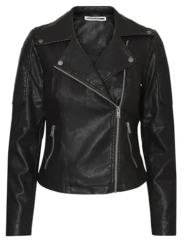 Noisy may Damen Kunstleder Biker Jacket NMREBEL - Stylische Kunstleder Jacke für Damen, ideal für Übergangszeiten und vielseitig kombinierbar.