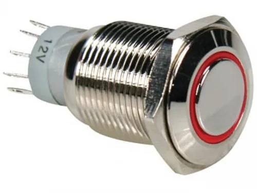 Drucktaster R1600R 0,5A/230V SPDT mit roter Beleuchtung Taster Velleman
